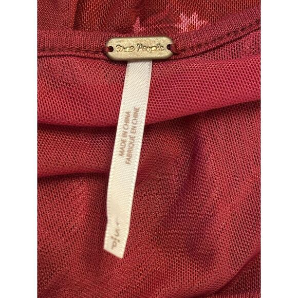 Free People Red Boho Longsleeve Blouse Size Small - Picture 3 of 4